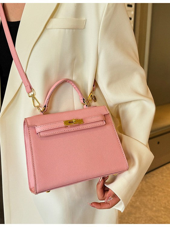 Elegant PU Leather Top Handle Satchel Bag - Versatile Crossbody & Shoulder Bag(pink)