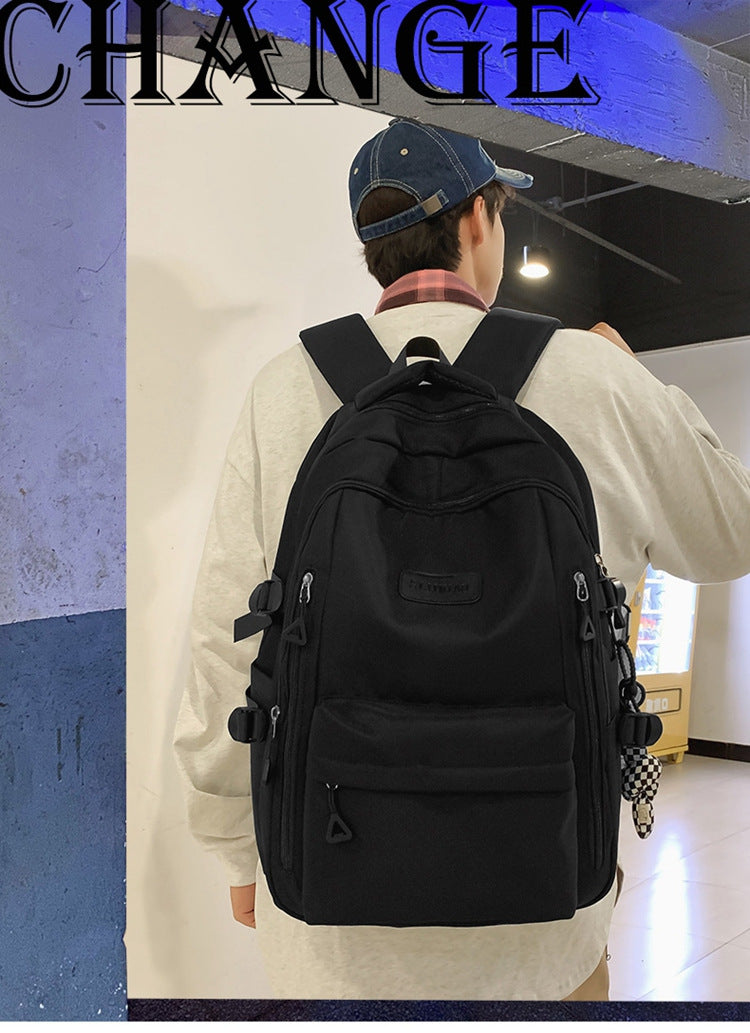 Large Capacity Nylon Backpack - Fits Tablet, A4 Magazines, Umbrella - Multiple Pockets & Adjustable Straps(white)