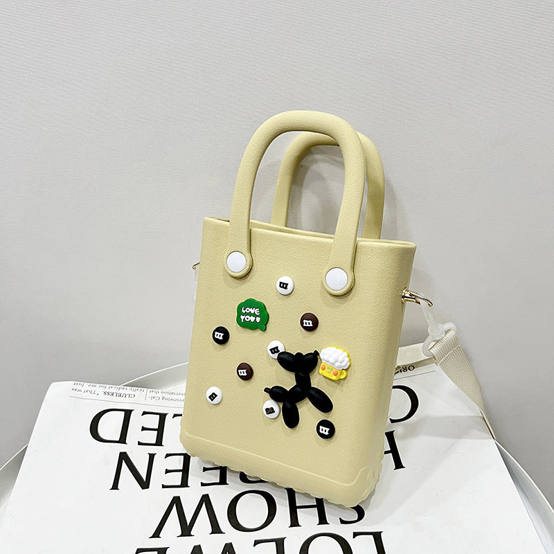 EVA Large Capacity Crossbody & Handbag - Customizable with Charms, Lightweight & Versatile,Khaki (with DIY accessories)