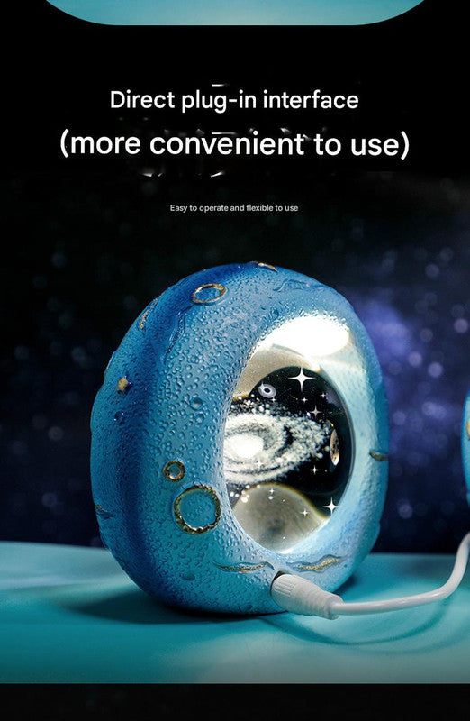 Celestial Ring LED Crystal Ball Lamp - 3D Engraving, Unique Gift (Traveling in the Starry Sky)