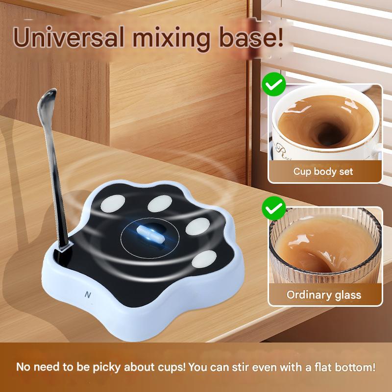 Blue Cute Paw Print Self-Stirring Coaster - Electric Coffee & Milk Mixer