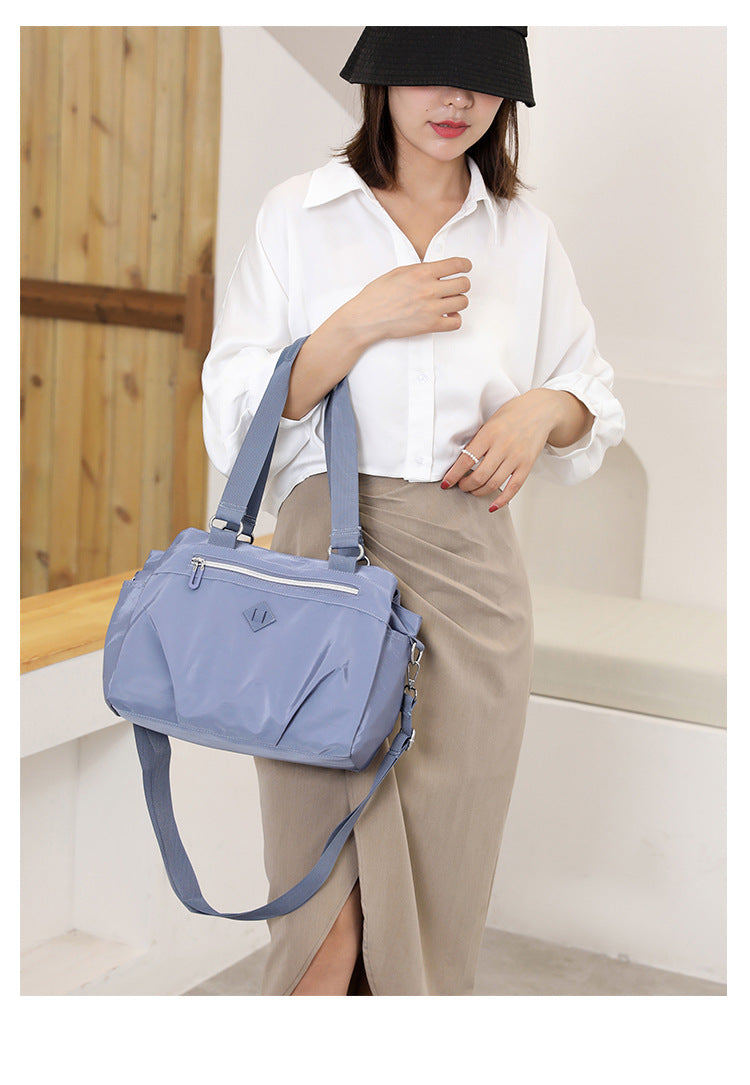 Black Versatile Water-Repellent Nylon Tote Bag - Lightweight Multi-Pocket Shoulder & Crossbody Handbag