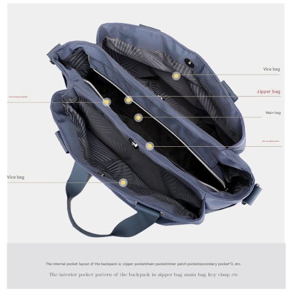 Grey Versatile Water-Repellent Nylon Tote Bag - Lightweight Multi-Pocket Shoulder & Crossbody Handbag