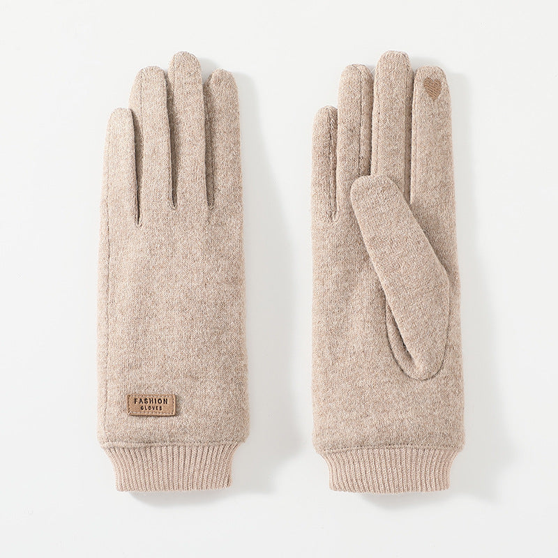 Grey Elegant Women's Wool Blend Winter Gloves - Cozy Fleece-Lined Touchscreen Warmth