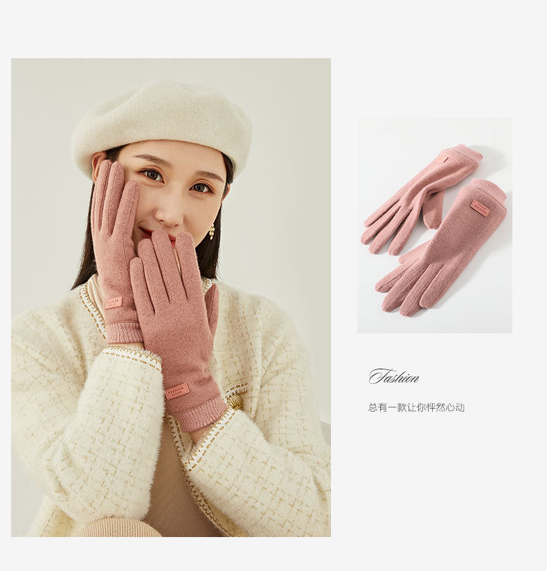 Pink Elegant Women's Wool Blend Winter Gloves - Cozy Fleece-Lined Touchscreen Warmth