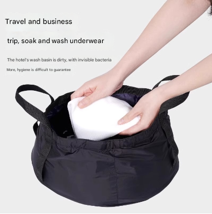 2 Pcs Dark Purple Ultra-Lightweight Collapsible Travel Basin - Waterproof Folding Bucket for Camping, Hiking & Outdoors (8.5L)