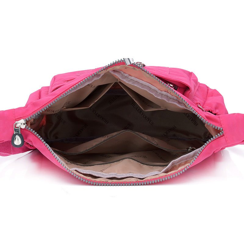 Rose Red Versatile Womens Nylon Water-Repellent Crossbody Shoulder Bag Set with Matching Clutch Pouch - Lightweight & Multi-Pocket