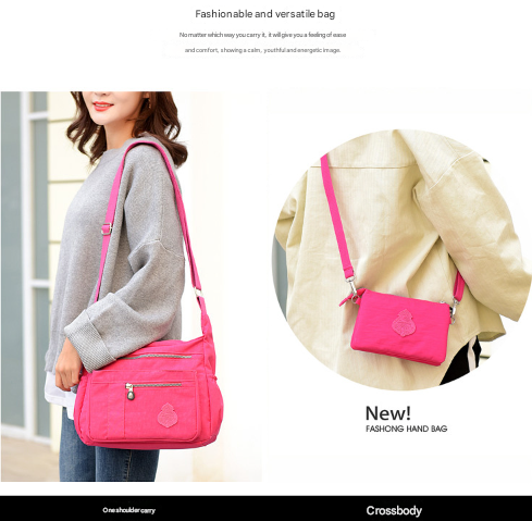 Blue Versatile Womens Nylon Water-Repellent Crossbody Shoulder Bag Set with Matching Clutch Pouch - Lightweight & Multi-Pocket