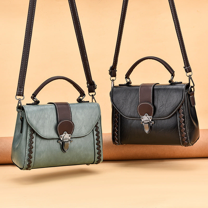 Pink Elegant Women's PU Leather Top Handle Satchel - Versatile Crossbody Bag with Classic Clasp & Braided Detail