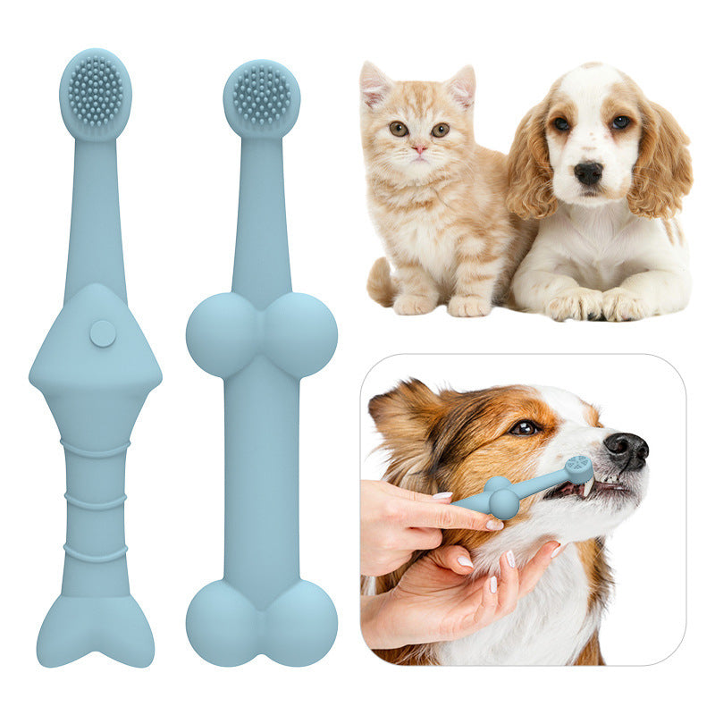 6 x Silicone Pet Toothbrush (3 Fish shape and 3 Bone shape) Green Gentle Food-Grade Silicone Pet Toothbrush - Promotes Healthy Teeth & Gums for Dogs & Cats