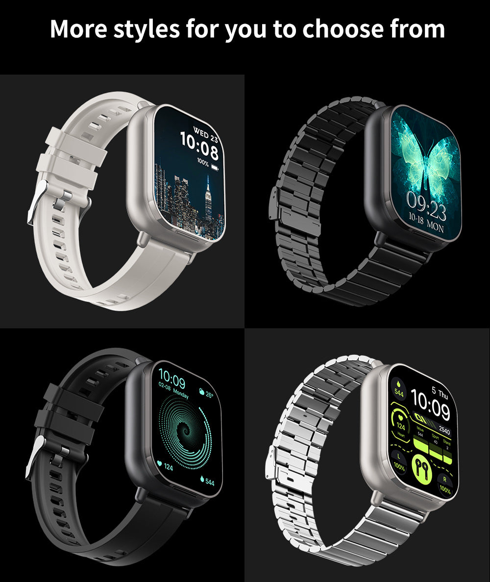 Black TPU Strap 2-in-1 Smartwatch with Built-in Earbuds - 2.01" HD Touchscreen, Bluetooth Calls, Health Monitor, Long Battery Life