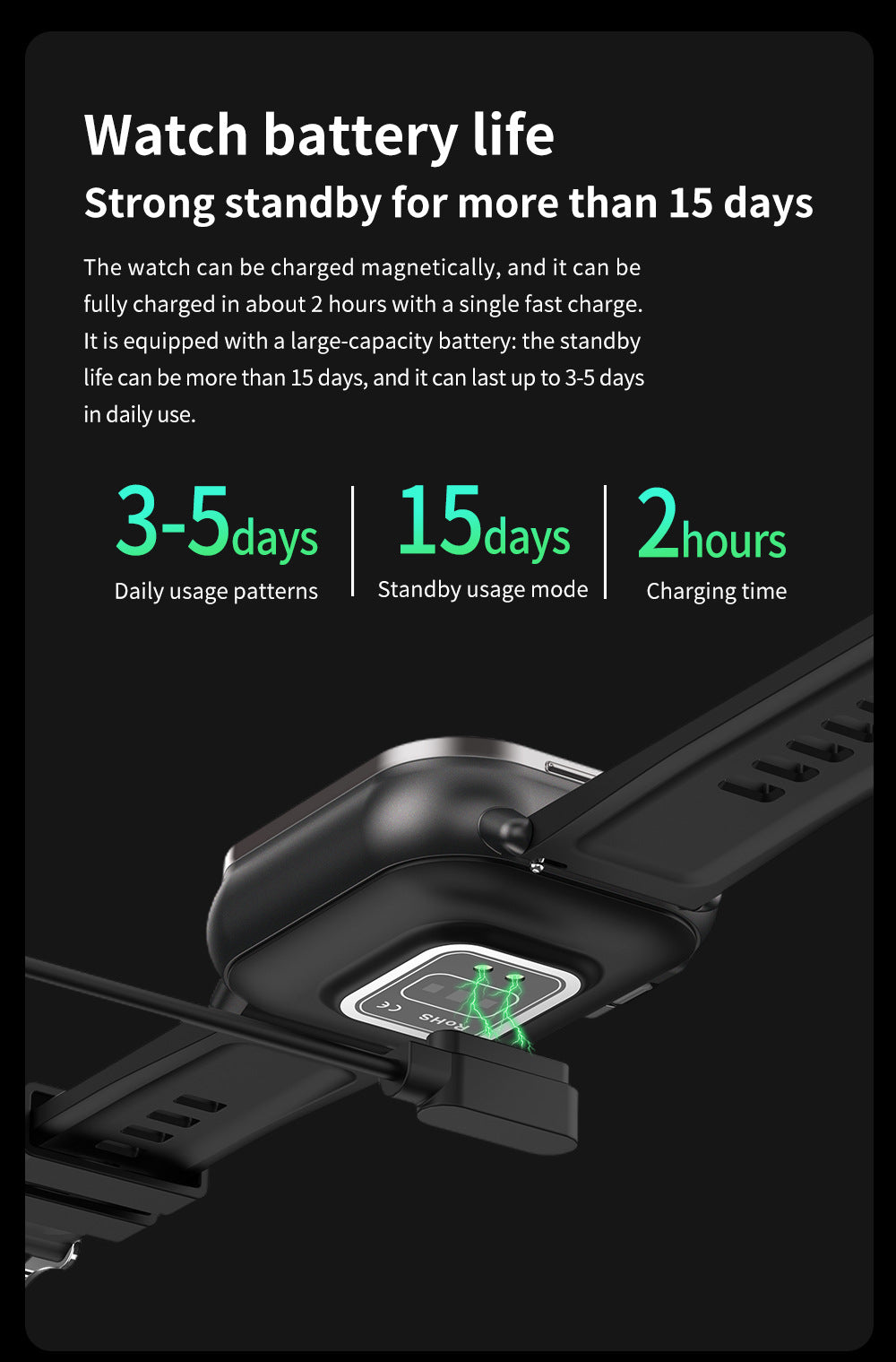 Black TPU Strap 2-in-1 Smartwatch with Built-in Earbuds - 2.01" HD Touchscreen, Bluetooth Calls, Health Monitor, Long Battery Life