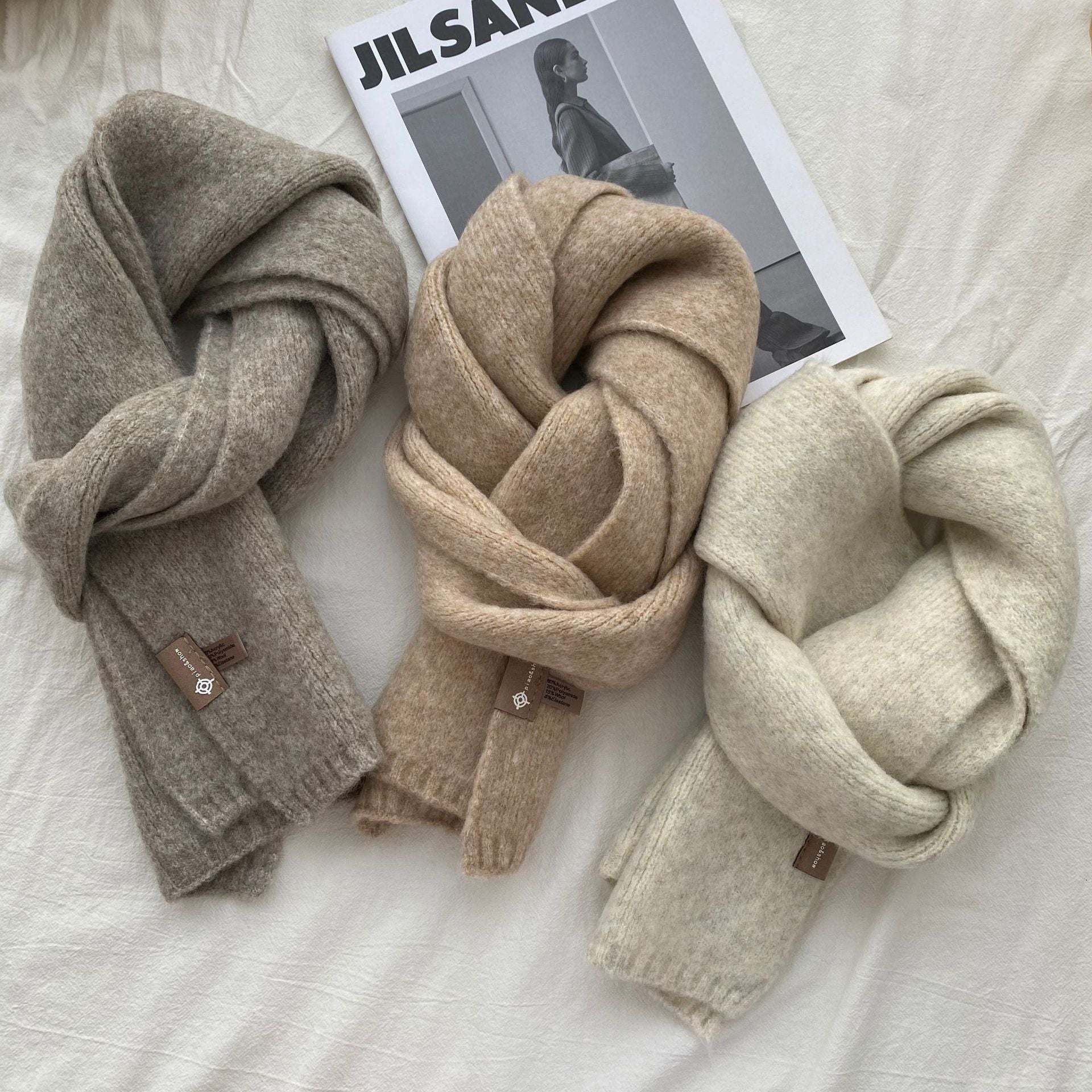 Brown Luxuriously Soft Wool Blend Knit Scarf - Cozy Warm Solid Colour Unisex Winter Essential