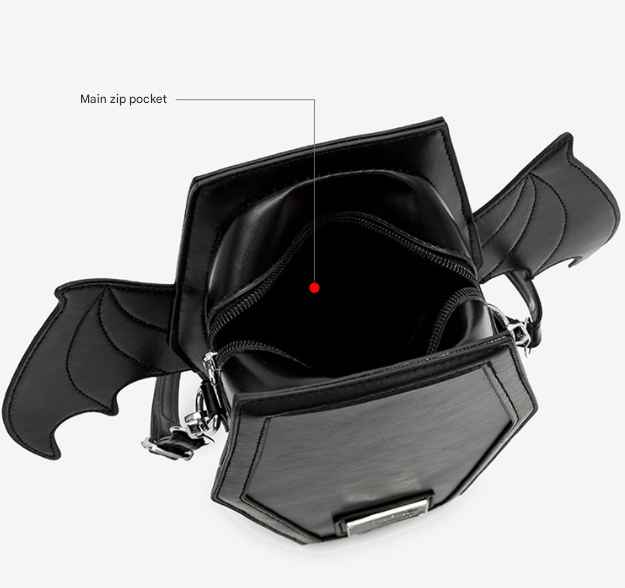 Pink Gothic Coffin Bat Wing Convertible Crossbody Bag - Punk PU Leather Shoulder Purse & Mini Backpack