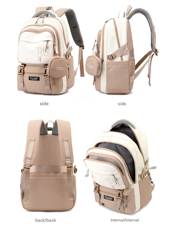 Pink and Purple Large Capacity Student Backpack - Durable Oxford Cloth School Bag with Laptop Compartment & Multiple Pockets