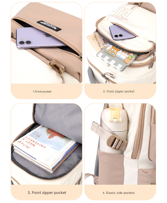 Pink and Purple Large Capacity Student Backpack - Durable Oxford Cloth School Bag with Laptop Compartment & Multiple Pockets