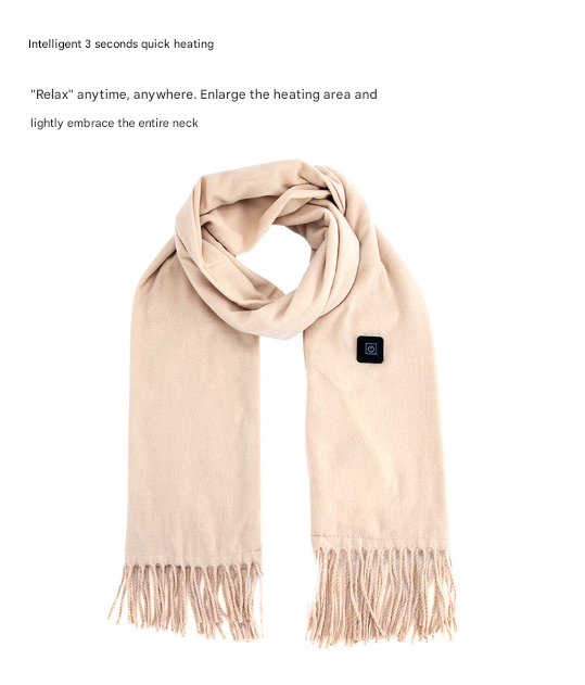 Grey USB Electric Heated Scarf - 3-Level Heat Setting Winter Neck Warmer