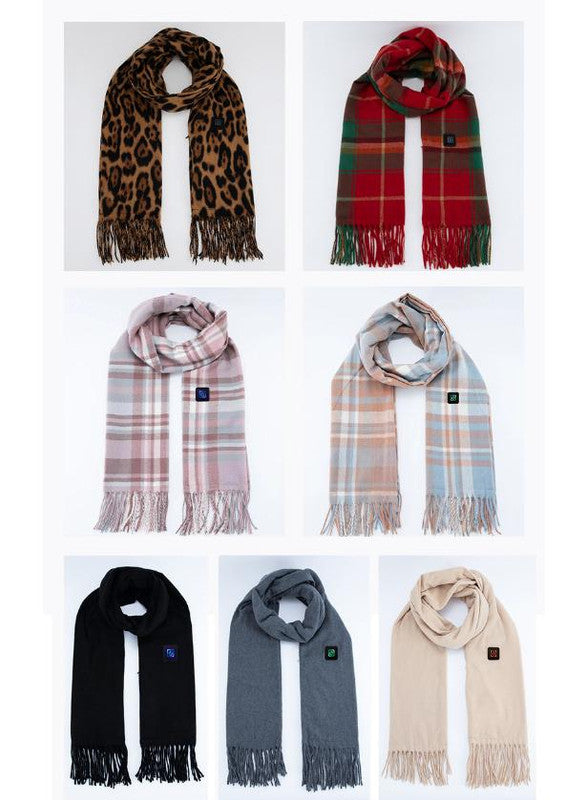 Pink USB Electric Heated Scarf - 3-Level Heat Setting Winter Neck Warmer