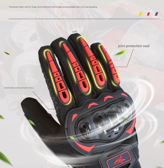 Size L Black Protective Motorcycle Riding Gloves - Hard Knuckle Armour & Touchscreen Fingertips