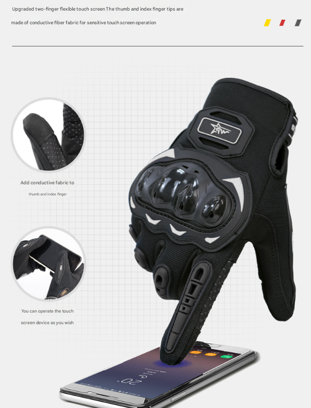Size XL Black Protective Motorcycle Riding Gloves - Hard Knuckle Armour & Touchscreen Fingertips