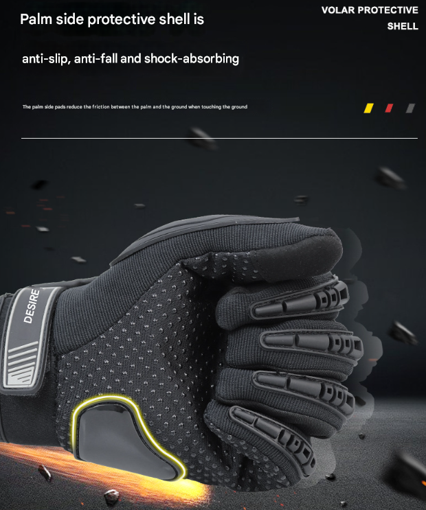 Size 2XL Black Protective Motorcycle Riding Gloves - Hard Knuckle Armour & Touchscreen Fingertips