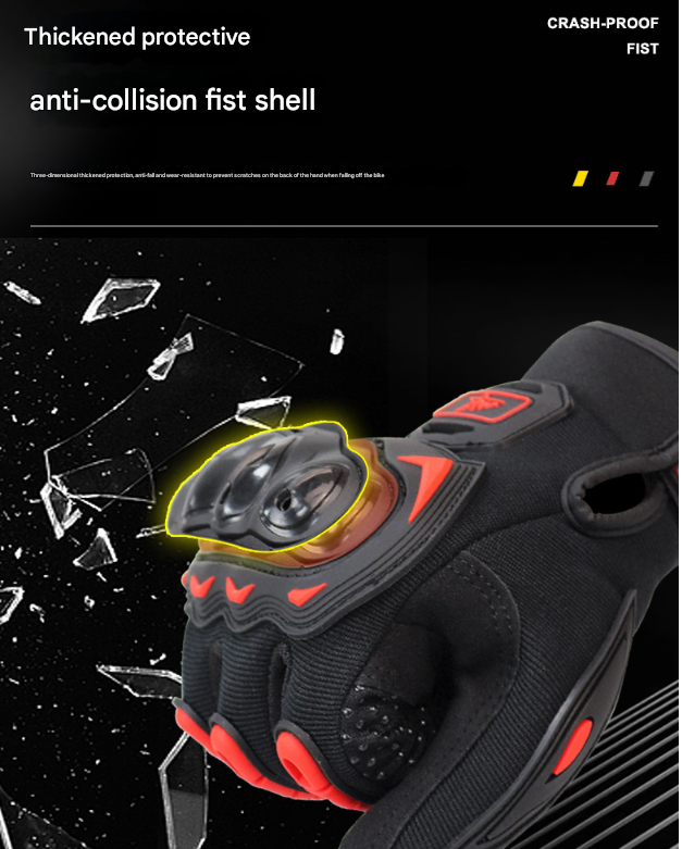 Size M Green and Black Protective Motorcycle Riding Gloves - Hard Knuckle Armour & Touchscreen Fingertips