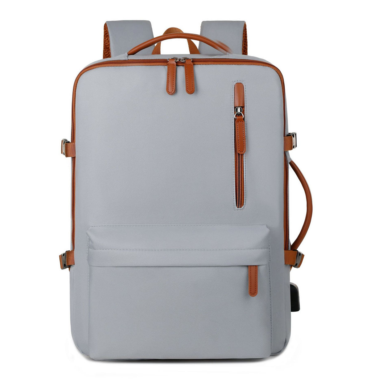Grey Expandable Laptop Backpack with USB Port - Stylish Travel & Business Daypack