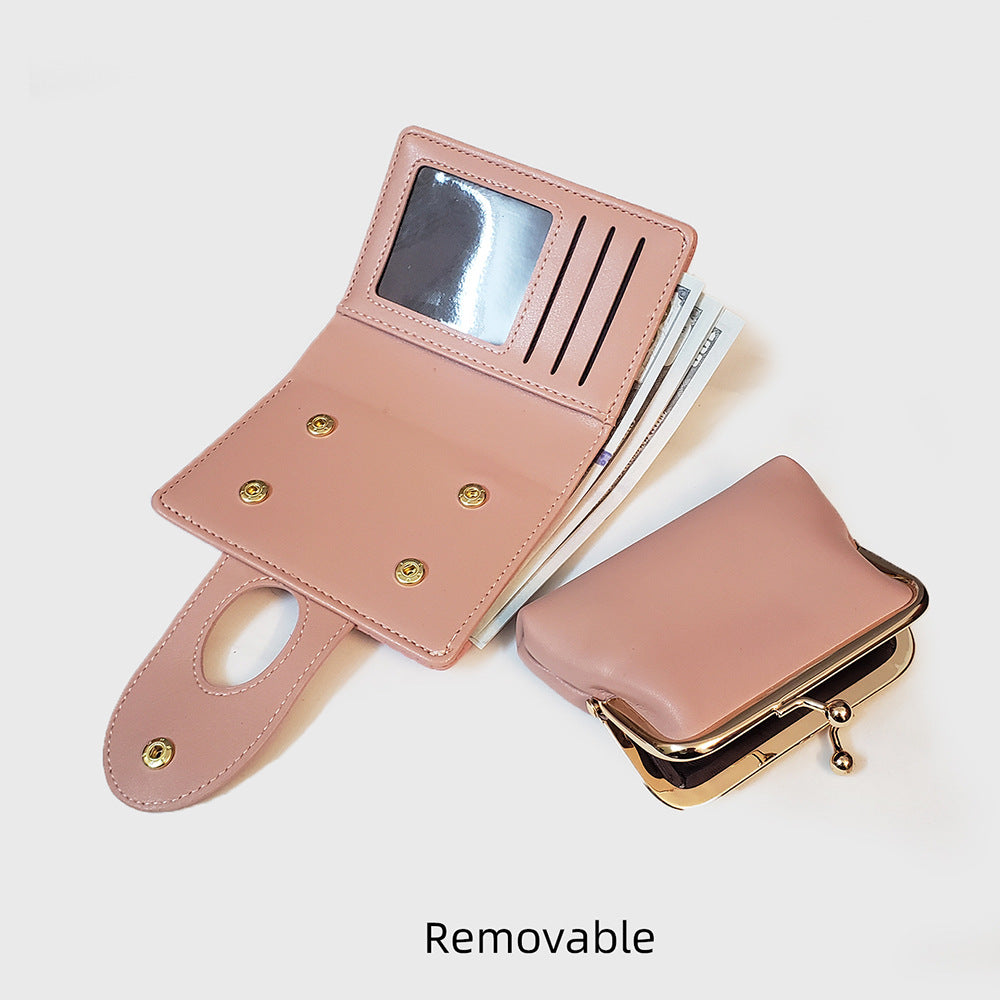 Pink Elegant Croc Embossed Womens Wallet - Short PU Leather Bifold with Removable Kisslock Coin Purse & Card Holder