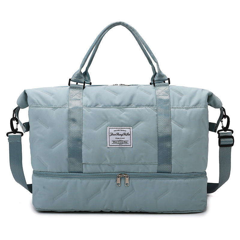 Green Stylish Quilted Duffel Bag for Travel & Gym - Large Capacity Weekender with Shoe Compartment and Wet Pocket