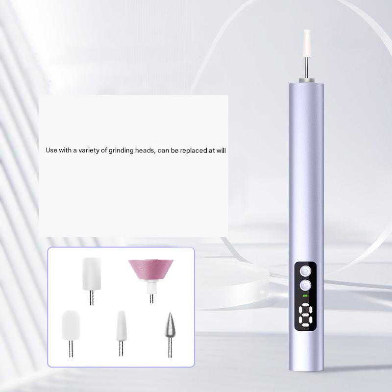 Purple Professional Electric Nail File Kit - Portable USB-C Rechargeable Manicure Drill with 6 Speeds & 5 Heads