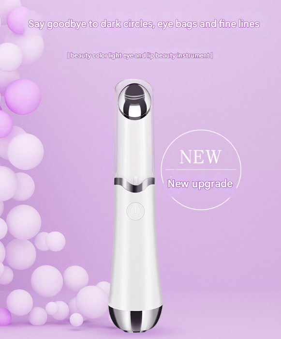 White Sonic Eye & Lip Massager with Red & Blue Light Therapy - Heated Vibrating Wand for Puffiness and Wrinkles