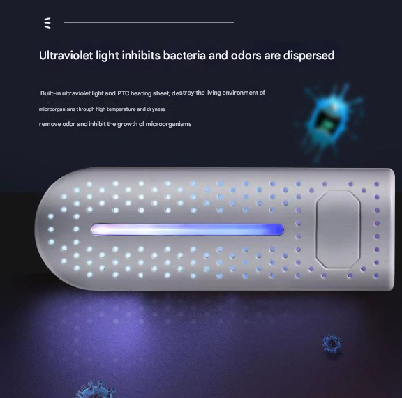 Blue Portable USB Shoe Dryer & Deodorizer - Constant Temperature Electric Boot Warmer with UV Sanitizer