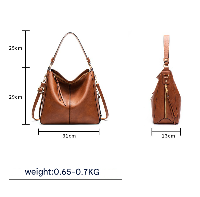 Coffee Womens Soft PU Leather Hobo Bag - Large Casual Tote Handbag with Adjustable Crossbody Strap