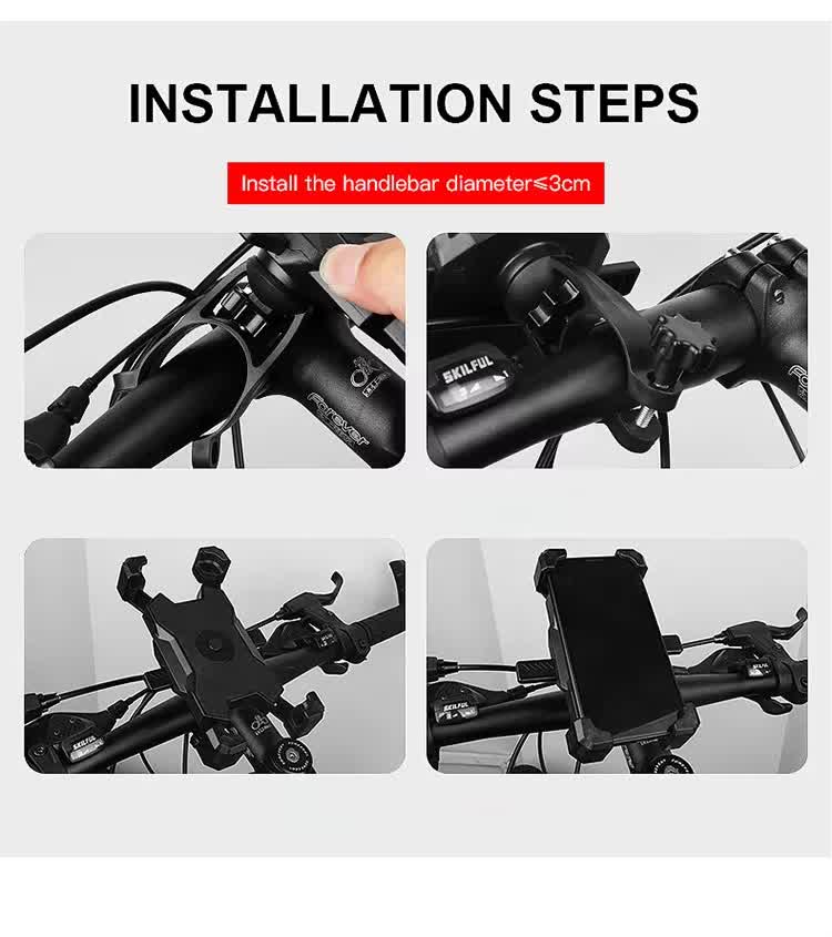 Blue and Black Secure Grip Bike Phone Mount - Adjustable 360 Rotation Bicycle Handlebar Holder, Universal Cradle for MTB & Road Cycling