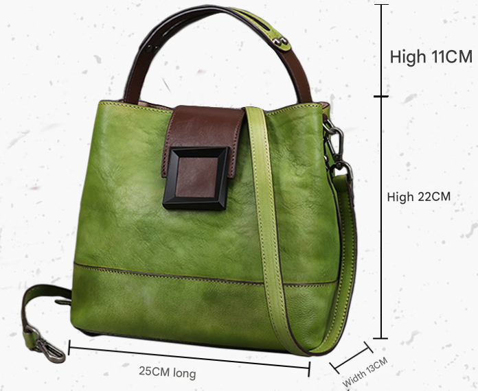 Vintage Yellow Leather Handbag - Elegant Multi-Functional Design