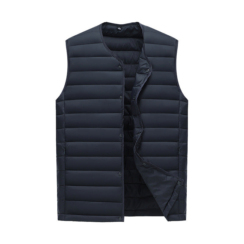 M Navy Blue Men's Lightweight Quilted Puffer Vest - Ideal Sleeveless Jacket for Winter Layering