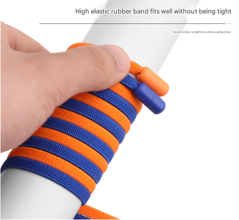 Blue No-Tie Elastic Shoelaces with Quick Lock System - Flat Tieless Laces for Kids and Adults