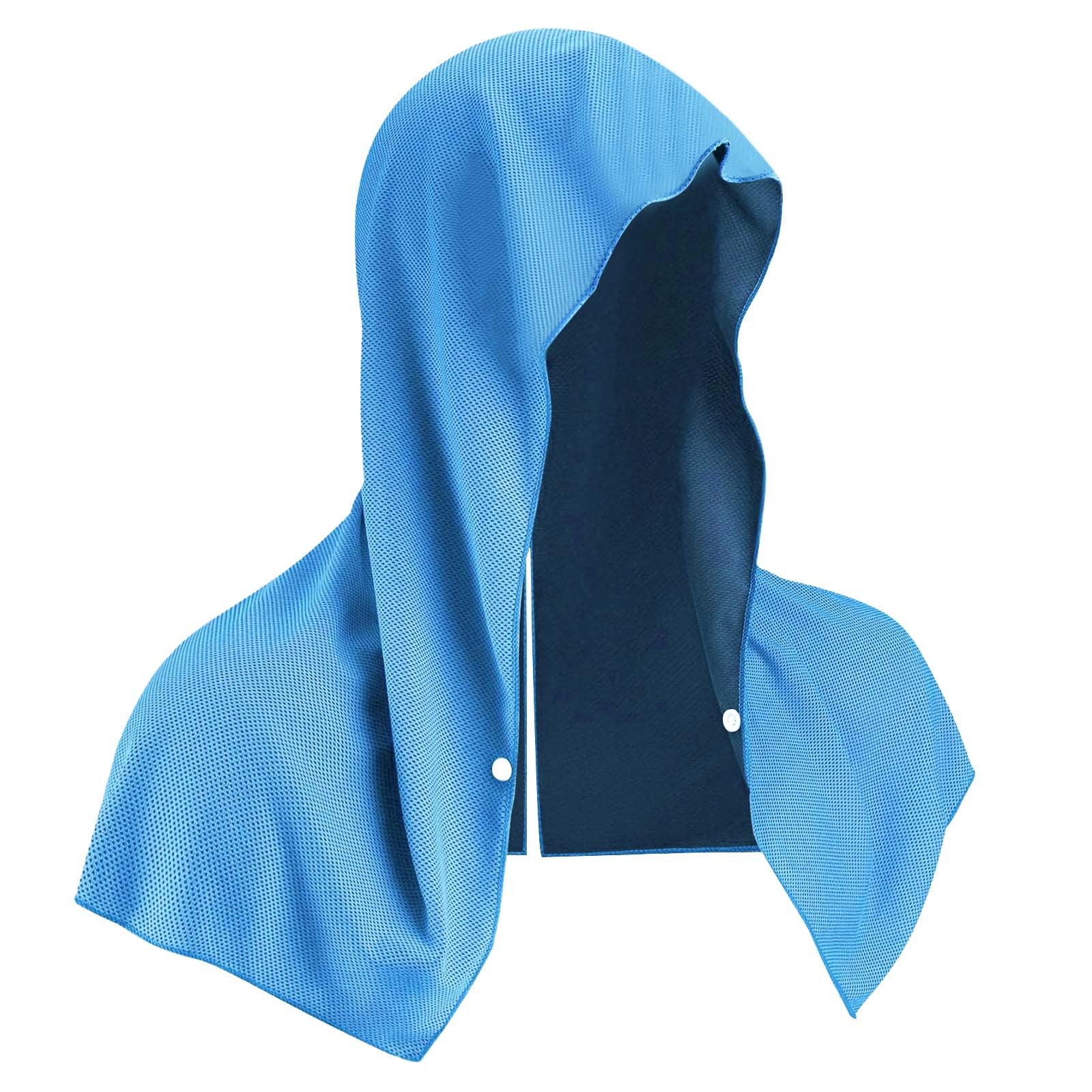 Blue 5-Pack Instant Cooling Towel Set - UPF Sun Protection Hooded Ice Towels for Sports & Outdoor Activities