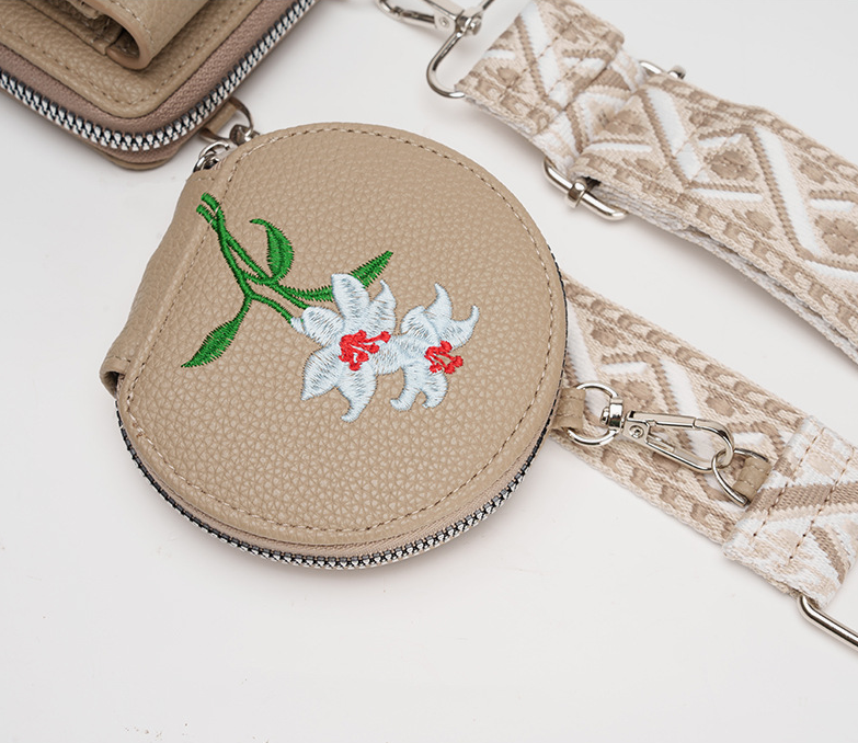 Blue Chic Floral Embroidered 2-in-1 Crossbody Phone Bag with Coin Purse