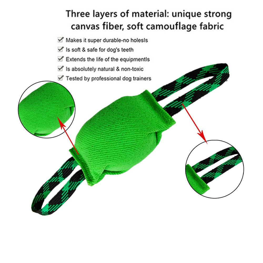 Black Durable Dog Tug Toy with 2 Handles - Interactive Bite Pillow for Training & Tug of War