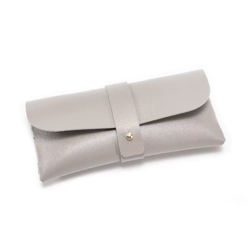 Grey Chic & Sleek PU Leather Soft Eyeglass Case - Protective Pouch for Sunglasses & Reading Glasses