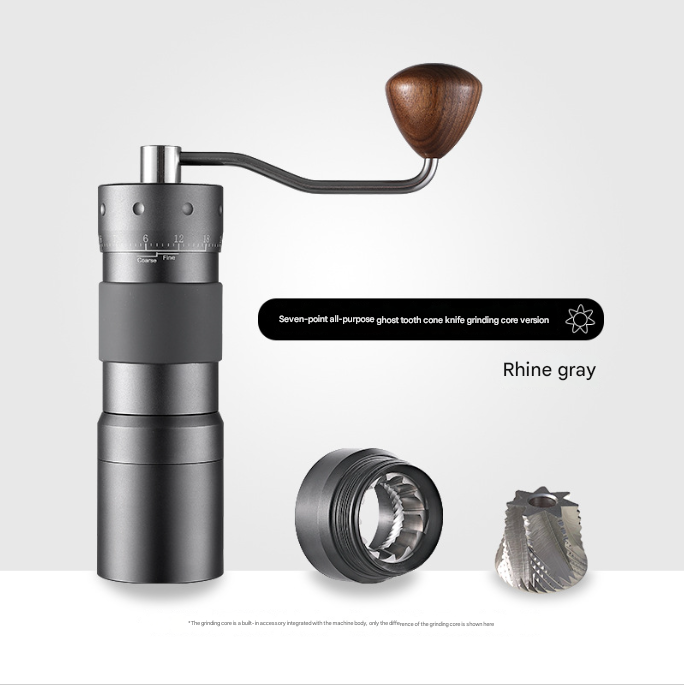 Grey Premium 7-Star Manual Coffee Grinder - Portable Bean Mil(R50pro)