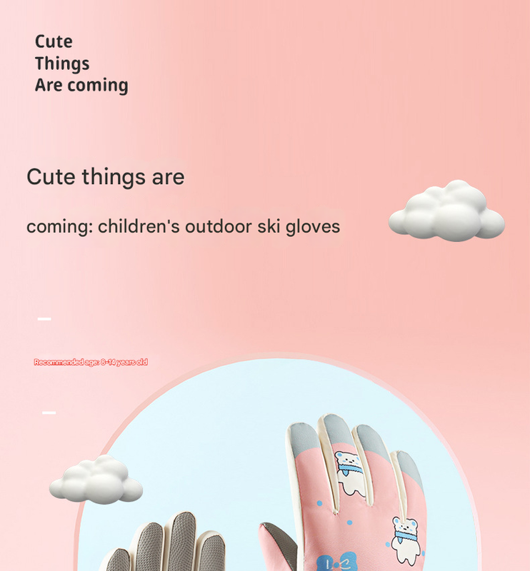 Off White Kids' Winter Ski Gloves - Waterproof, Windproof & Touchscreen Snow Gloves for Boys and Girls (Ages 8-14)