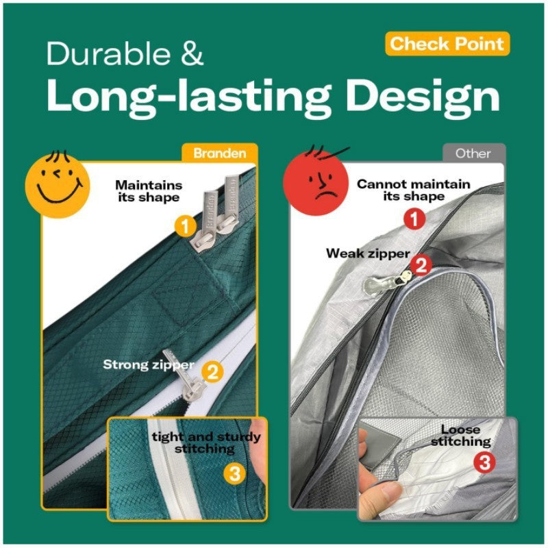 Green Durable Double-Zipper Expandable Water-Resistant Thick and Thin Clothing Storage Bag - Size 40*30*15CM