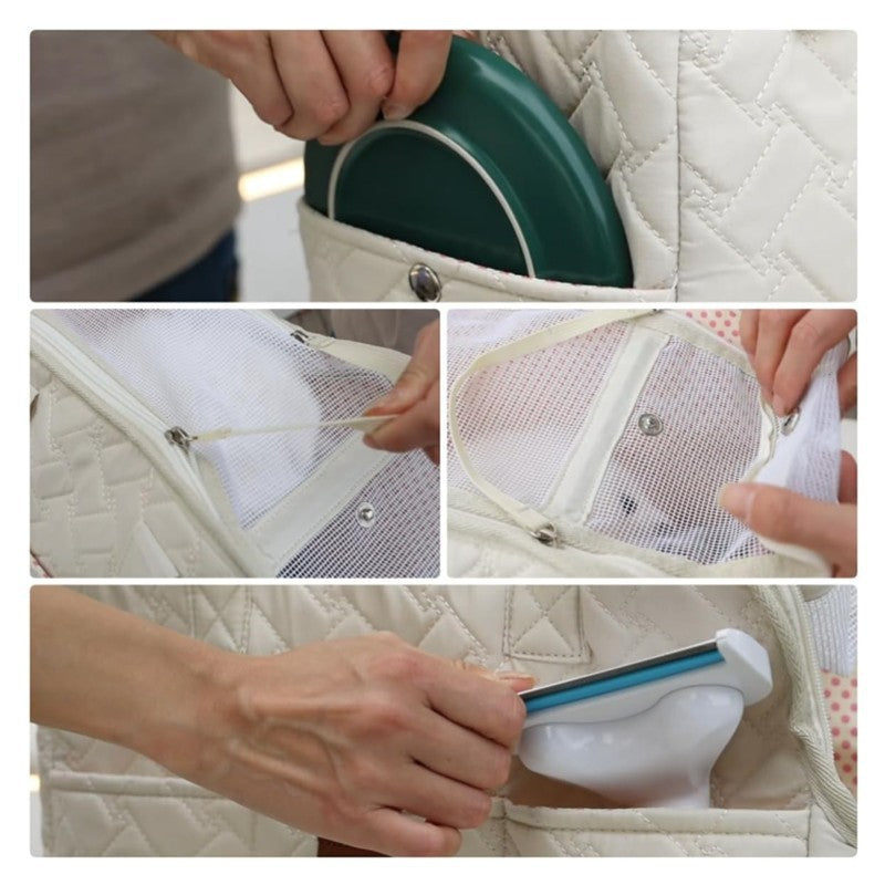 Beige Fashionable Pet Carrier Bag - Stylish Handbag for Cats and Small Dogs