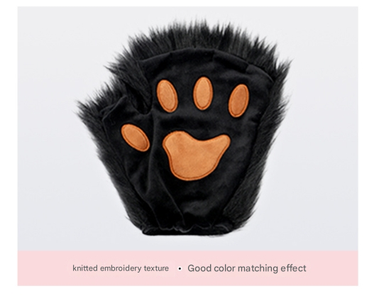 White Halloween Furry Fox Costume Set - Plush Mask, Ears Headband, Tail, and Paws for Cosplay