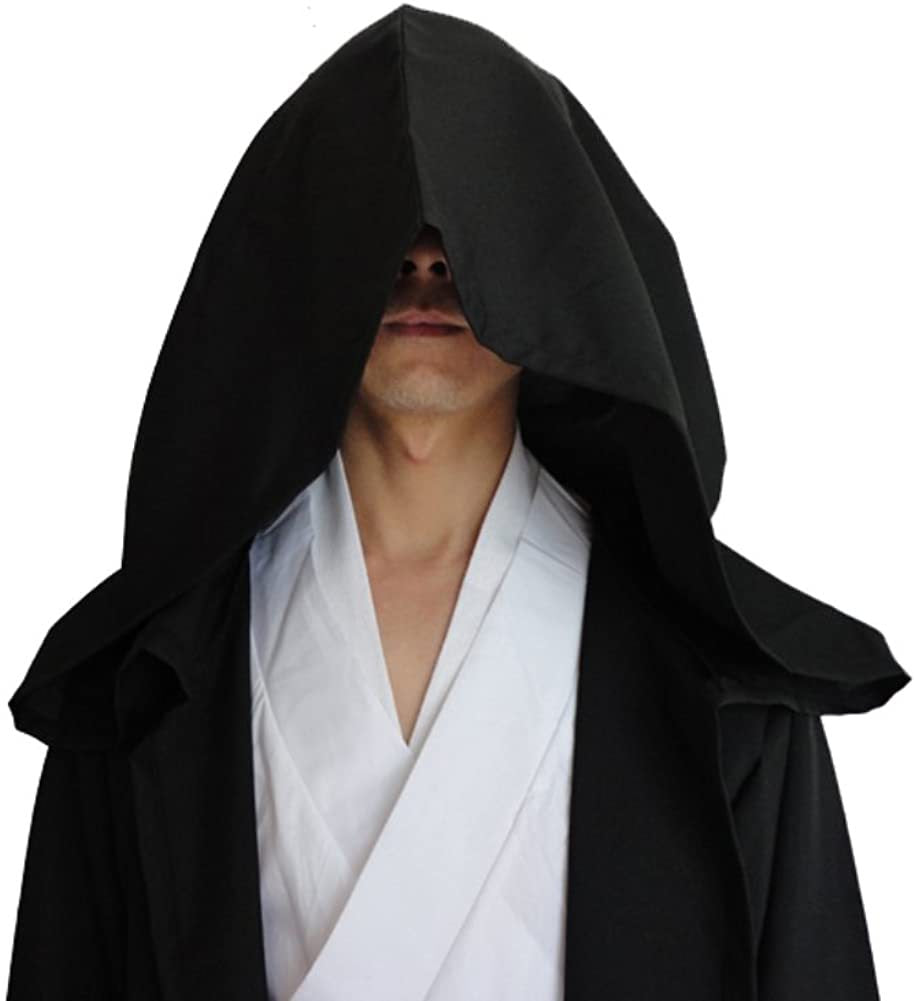 Blue Shadow Wanderer Hooded Cape - Premium Velvet Robe for Jedi, Wizard & Medieval Cosplay