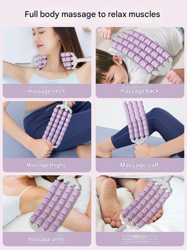 Purple Four-Row Bendable Massage Roller - Muscle Relaxation and Sensory Integration Training for Children
