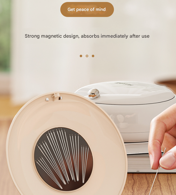 Cream color Modern Portable Sewing Kit - All-in-One Compact Organizer with Magnetic Pin Cushion for Home & Travel