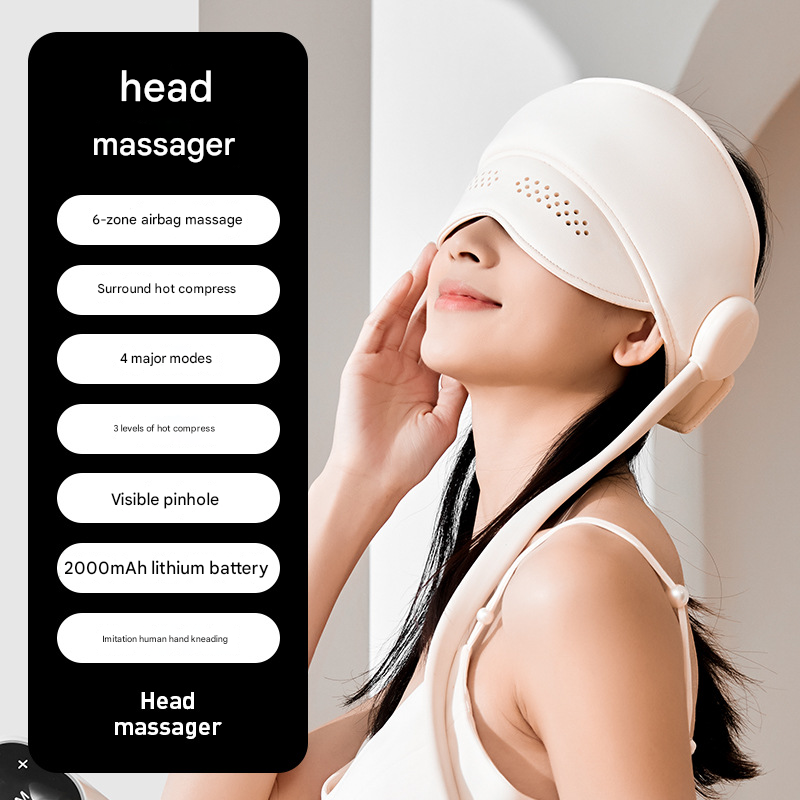 Capless Version Electric Head Massage Hat with Inflatable Airbags - 6-Zone Scalp Therapy for Relaxation and Sleep Aid